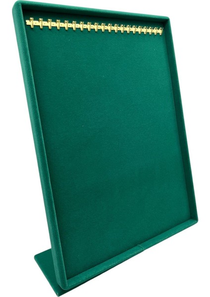 Yerli Üretim Süet Kumaş Tırnaklı Yeşil Renk 34/24 cm Ayaklı Tesbih Takı Standı