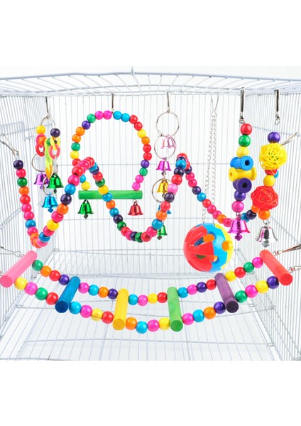 Büyük Top 5 Adet Tarzı Papağanlar Için Asma Kafes Oyuncakları - Güvenilir Kemirilebilir-Sallanan Kemirileme Köprüsü Ahşap Boncuk Top Zil (Yurt Dışından) modelleri