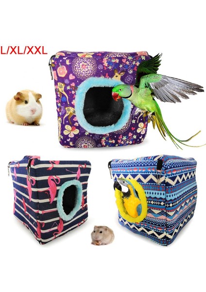 Sika Geyik Stili Xl Beden Kuş Kafesi Kışlık Peluş Yumuşak Sıcak Flamingo Sika Geyiği Kare Renkli Tasarım Ağaç Deliği Uyku Asılı Yuva Hamak Ev Yatak (Yurt Dışından)
