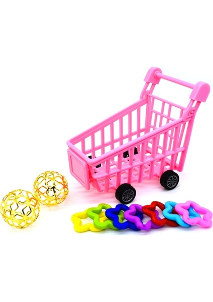 Muhabbet Kuşu Eğitim Oyuncakları Seti Mini Plastik Alışveriş Arabası Toplar Beşgen Yıldız Çemberler Muhabbet Kuşu ve Muhabbet Tüy Dökücüler Için Oyuncak (Yurt Dışından)
