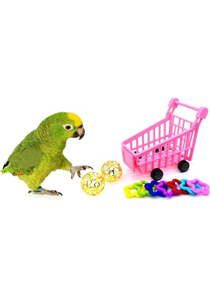 Muhabbet Kuşu Eğitim Oyuncakları Seti Mini Plastik Alışveriş Arabası Toplar Beşgen Yıldız Çemberler Muhabbet Kuşu ve Muhabbet Tüy Dökücüler Için Oyuncak (Yurt Dışından) fiyatları