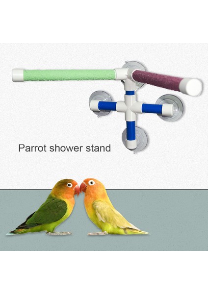 Emici Kupa Kuş Papağanları Banyo Duş Platformu Çift Yapışkanlı Pençe Tırmalama Askı Istasyonu Ilginç Tünekler (Yurt Dışından)
