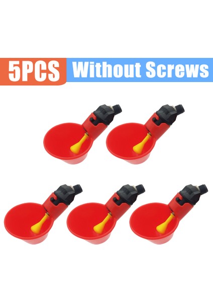 Vidasız Kırmızı Stili 5 Adet Otomatik Içme Kupası Bıldırcın Askılı Meme Içme Kapları ve Kuş Kümesi Içme Kupaları Için Arka Bahçe Tavukları (Yurt Dışından)