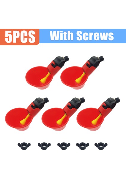 Vidasız Kırmızı Stili 5 Adet Otomatik Içme Kupası Bıldırcın Askılı Meme Içme Kapları ve Kuş Kümesi Içme Kupaları Için Arka Bahçe Tavukları (Yurt Dışından) fiyatları