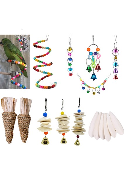 12-14CM Tarzı Muhabbet Kuşu Kafes Oyuncakları Kemik Kalsiyum Takviyeleri Diş Oyuncağı Kalamar Kuş Aksesuarları Salıncak Standı. (Yurt Dışından) modelleri