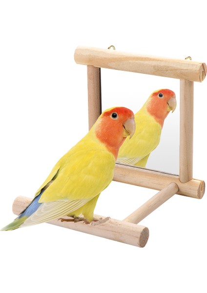 Kuş Aynası Ahşap Oturuşlu Etkileşimli Asılı Oyuncağı Oyuncak Oyunu Papağan Budgie Muhabbet Kuşu Cocker Conure Finch Budgie Kuş Malzemeleri (Yurt Dışından) fiyatları