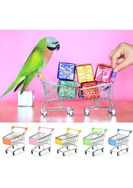 Sarı Stil Yeni Renkli Komik Mini Süpermarket Alışveriş Arabası Trolley Pet Kuş Papağan Hamster Oyuncak Temizlik Arabası Kuş Alışveriş Arabası (Yurt Dışından) modelleri
