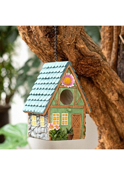 Reçine El Boyalı Renkli Kuş Evi Bahçe Country Kulübeleri Kuş Evi Estetik Yuva Kutusu Küçük Kuşlar Için Dış Mekan Dekoratif - (Yurt Dışından)