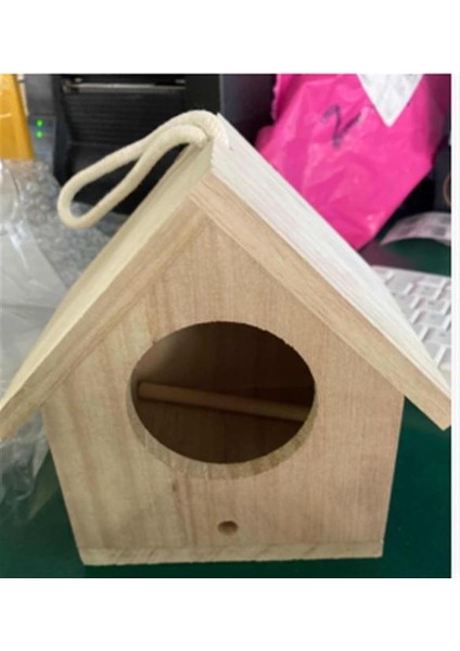 4.3x4.3x5.5in Tarzı Kuş Evi Kuş Yuvası Doğal Ahşap Kuş Evi Ahşap Kuş Kafesi Dış Mekan Pencere Kafesi Emme Kupaları ile Kreatif Ahşap Asılı Yuva (Yurt Dışından)