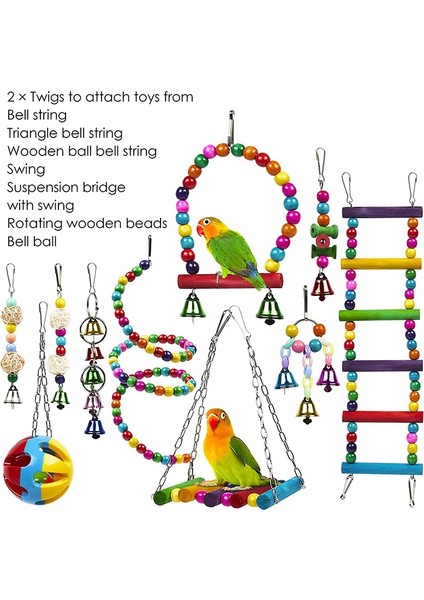 B Tarzı Papağanlar Için Güvenilir ve Kemirilebilir Kafes Oyuncakları - Sallanan Isırma Köprüsü Ahşap Boncuk Top Zil Oyuncakları Stokta (Yurt Dışından) fiyatları