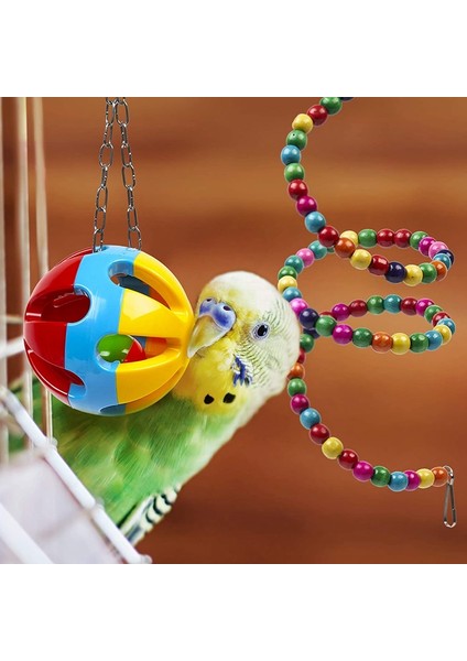 F Stili Papağanlar Için Güvenilir ve Kemirilebilir Kafes Oyuncakları - Sallanan Isırma Köprüsü Ahşap Boncuk Top Zil Oyuncakları Stokta (Yurt Dışından) modelleri