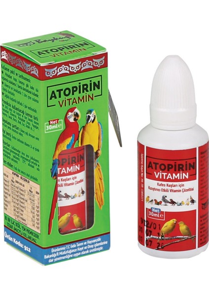 Antipirin Antipirin - Özel Kuş Vitamin 30 ml - Kuşları Enerjik Tutar - Kuş Tüylerini Geliştirir (Yurt Dışından)