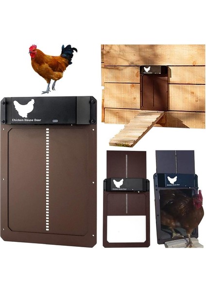 1 Adet Tarzı Gosterildigi Gibi 1 Adet Yüksek Otomatik Tavuk Kuluçka Kapısı Işığa Duyarlı Otomatik Ev Kapısı ve Pratik Tavuk/köpek Kapısı (Yurt Dışından)