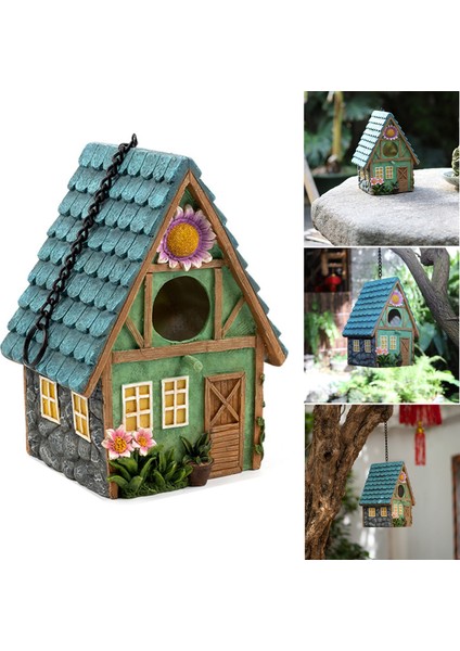Gösteri Stili Olarak 1 Adet Reçine El Boyalı Renkli Kuş Evi Bahçe Country Kulübeler Kuş Evi Açık Dekoratif Yuva Kutusu Kuşlar Için (Yurt Dışından) fiyatları