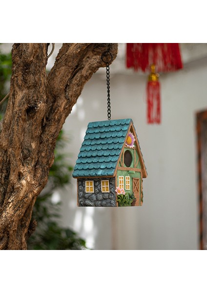Gösteri Stili Olarak 1 Adet Reçine El Boyalı Renkli Kuş Evi Bahçe Country Kulübeler Kuş Evi Açık Dekoratif Yuva Kutusu Kuşlar Için (Yurt Dışından) modelleri