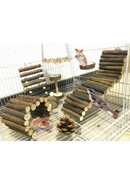 8 Parça Hamster Oyuncak Seti Ahşap Kafes Salıncak Diş Kaşıma Oyuncakları Tırmanma Merdiveni Köprü Egzersiz Oyun Diş Bakımı Oyuncakları Tavşanlar Gerbiller Için (Yurt Dışından)