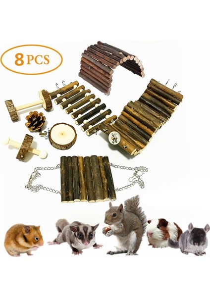 8 Parça Hamster Oyuncak Seti Ahşap Kafes Salıncak Diş Kaşıma Oyuncakları Tırmanma Merdiveni Köprü Egzersiz Oyun Diş Bakımı Oyuncakları Tavşanlar Gerbiller Için (Yurt Dışından) fiyatları