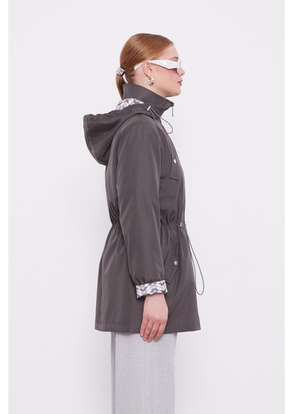 Antrasit Kapüşonlu Beli İp Detaylı Kap indirimleri