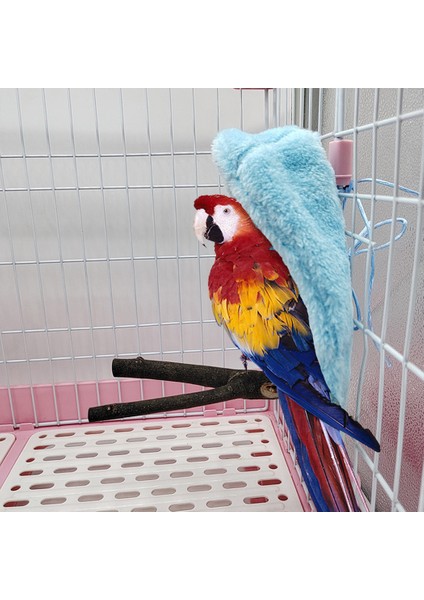 Mavi Stil Peluş Kuş Papağan Yuvası Yumuşak Peluş Kuş Papağan Hamak Sıcak Asılı Yatak Kafes Mağara Kulübe Çadır Oyuncak Evi Için (Yurt Dışından)