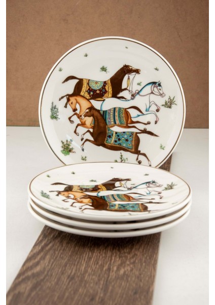 Cheval 4 Parça Altın Yaldızlı Pasta Tabağı
