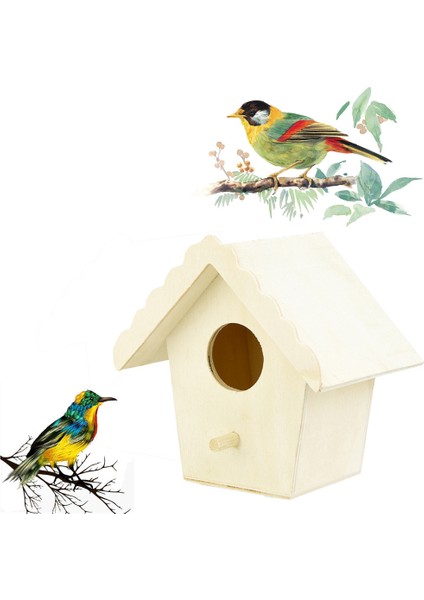 B Tarzı Ahşap Kuş Basit Yuva Asılı Kuş Evi Doğal Ahşap Kuş Kafesi Dinlenme Yeri Duvar Montajı Açık Hava Bahçe Ağaç Kuş Evi #4 (Yurt Dışından) fiyatları