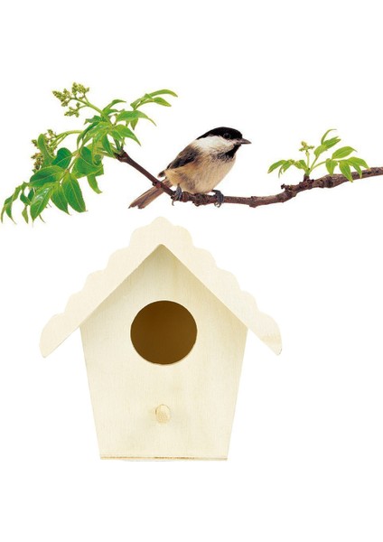 B Tarzı Ahşap Kuş Basit Yuva Asılı Kuş Evi Doğal Ahşap Kuş Kafesi Dinlenme Yeri Duvar Montajı Açık Hava Bahçe Ağaç Kuş Evi #4 (Yurt Dışından) fırsatları