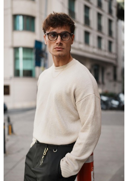 Unisex Oversize Yumuşak Dokulu Kazak Taş