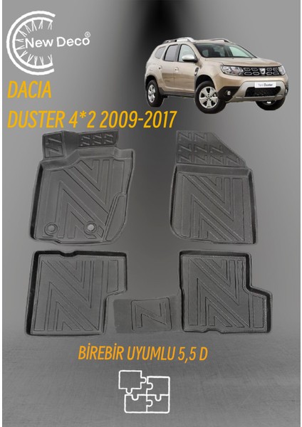 NewDeco Duster 4x2 2009-2017 Için 5,5d Carbon Style Havuzlu Paspas - Tpe Malzeme