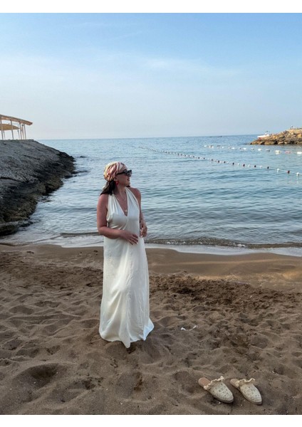 Boyundan Bağlamalı Saten Elbise fırsatları