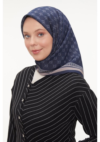 Lacivert L Desen Aura Eşarp modelleri