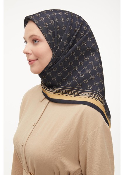 Siyah-Gold L Desen Aura Eşarp