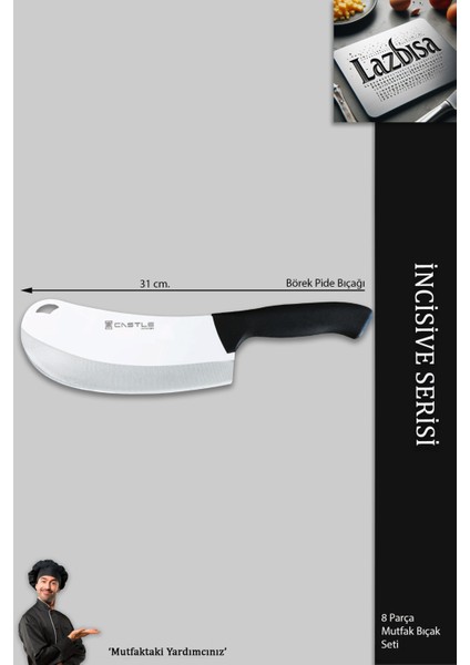 Incisive Serisi Mutfak Bıçak Seti Et Ekmek Sebze Börek Pide Şef Bıçağı 8 Li Set ( MFT-271 )
