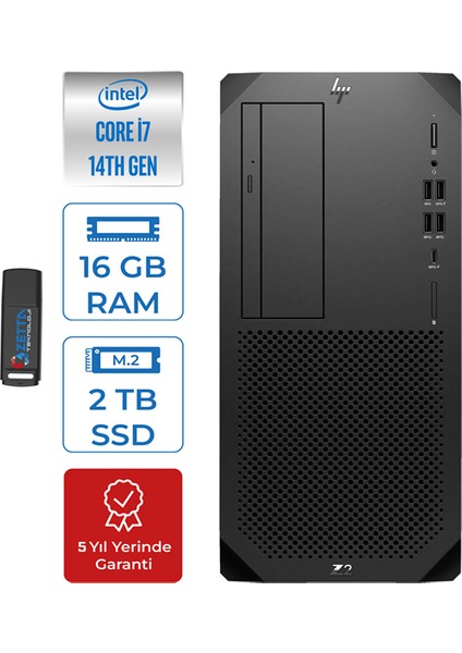 Z2 G9 Intel Core I7 14700 16GB Ddr5 2tb SSD Intel® UHD Windows 11 Pro Masaüstü Iş Istasyonu HPA2JH4ESP02 + Zetta USB Bellek
