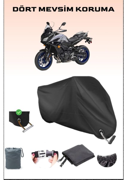 Yamaha Tracer 9 Için Kilit Uyumlu Siyah Motosiklet Branda, Güvenli, Su Geçirmez