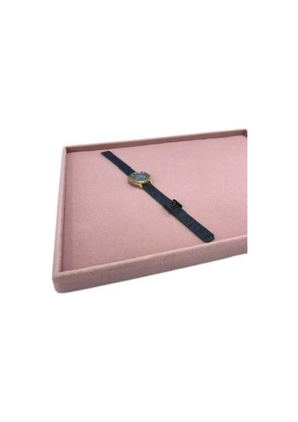 Yerli Üretim Süet Kumaş Pembe Renk 34/24 Cm Takı Servis Sunum Tablası fiyatları