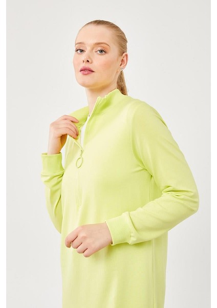 A.Yeşil Dik Yaka Fermuar Kapamalı Uzun Tunik fırsatları