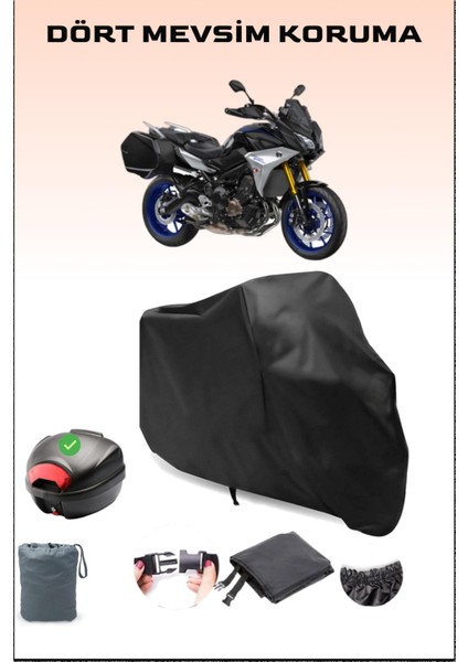 Yamaha Tracer 9 Gt Arka Çanta Uyumlu Siyah Motosiklet Branda Su Geçirmez Dayanıklı Kumaş