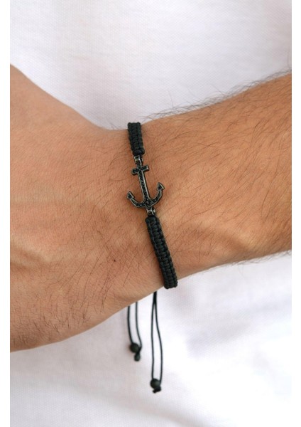 Siyah Çapalı Erkek Bileklik