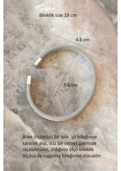 316 L Çelik Gümüş Renk İnce Hasır Çelik Kelepçe Bileklik Unisex Ürün