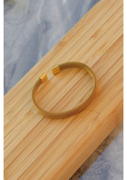 316 L Çelik Gold İnce Hasır Çelik Kelepçe Bileklik Unisex Ürün modelleri
