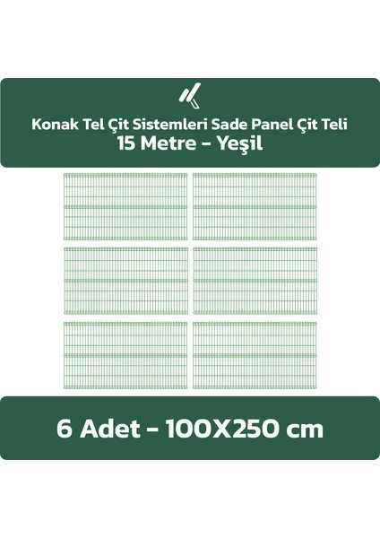 6 Adet Panel Çit Teli 100 x 250 cm 4 mm Tel Kalınlığı 55 x 150 mm Göz Aralığı