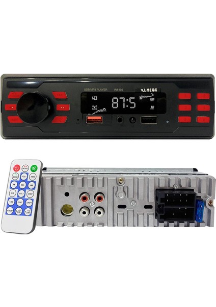 VM-104 Oto Teyp 4X50 Watt Bluetooth 2xusb Sd Fm Aux 7 Renk