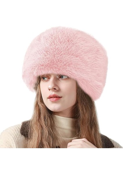 Pembe Peluş Kürk Yuvarlak Kalpak Şapka Bere modelleri