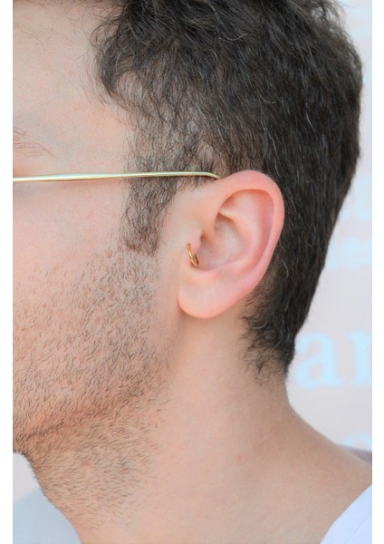 Erkek Çelik Halka Piercing Tragus Helix Kıkırdak 8 mm Gold