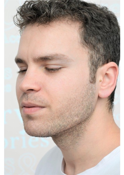 Erkek Çelik Piercing Tragus Helix Kıkırdak 6 mm Gold