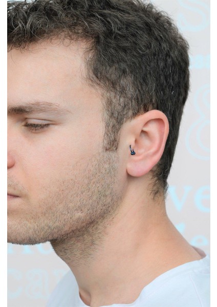 Erkek Mavi Çelik Piercing Tragus Helix Kıkırdak 8 mm