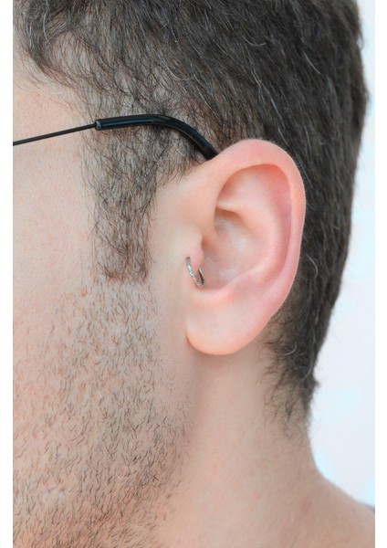 Erkek Çelik Halka Piercing Tragus Helix Kıkırdak 8 mm Gümüş Renk modelleri
