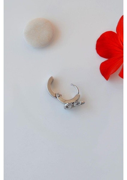 Kertenkele Figürlü Gümüş Renkli Erkek Çelik Halka Küpe fırsatları