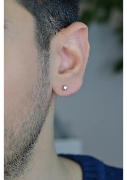 Erkek Tektaş Küpe 3 mm Tekli
