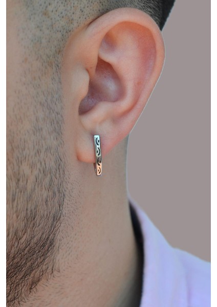 Erkek Antik V Model Çelik Küpe